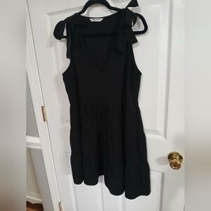 Amanda Uprichard Black Ruffle Dress With Ties At Tank Strap Boho Classic Party